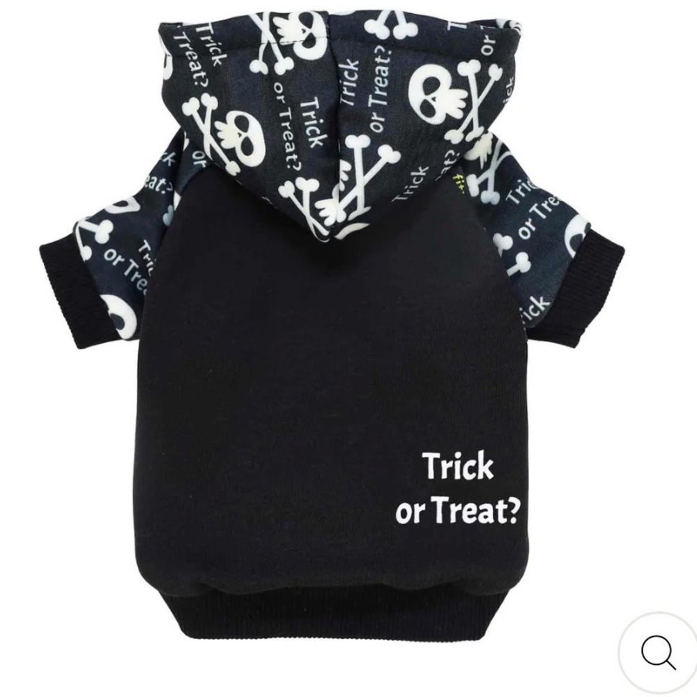 Black and White Halloween Dog Skull Hoodie by Fit Warm size Large